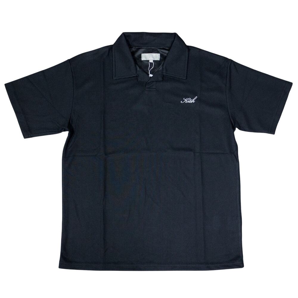 Kith Micro Waffle Drew Polo 'Black' Size M